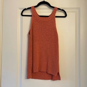 Knit high neck, sleeveless top